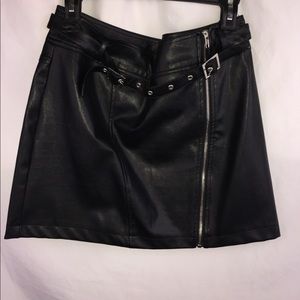 Biker babe leather mini skirt🔥